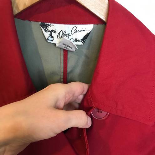 Oleg Cassini Red Pea Coat  Vintage Classic S VTG glam statement