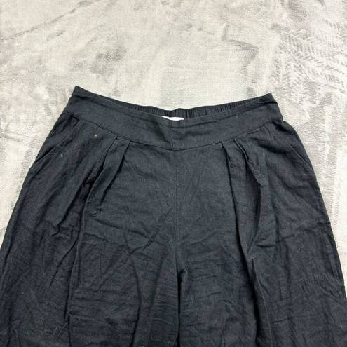 Abercrombie & Fitch Abercrombie Fitch Pants Womens Size Large Black Wide Leg Linen Blend Pull On