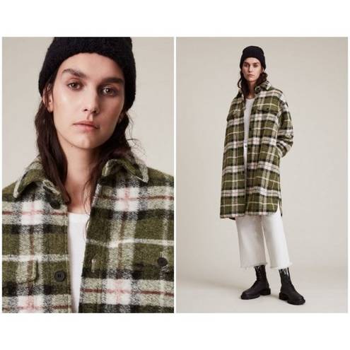 ALLSAINTS 💕💕 Tia Plaid Wool Blend Shirt Jacket ~ Green Check Print ~ US 4 NWT