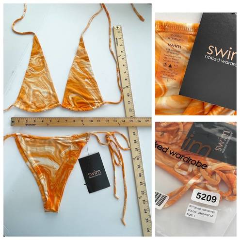 Naked Wardrobe  Swim Dreamsicle String Bikini Swimsuit NEW Sz L Style NW-W0732