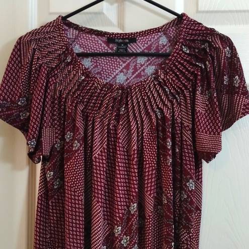 Style & Co Women's  Maroon Cream Blouse Size Medium EUC #0849