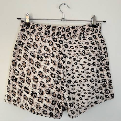 Joie  Linen Carden Cappuccino Leopard Print Tie Waist High Rise Shorts