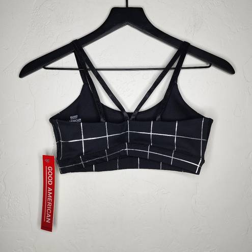 Good American  Double Strap Foil Graphic Plaid Stripe Sports Bra, 3