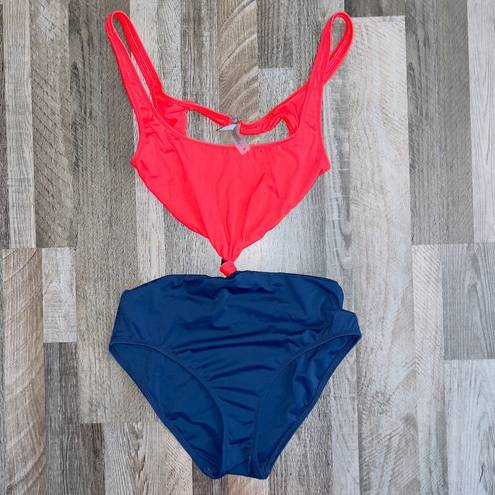 Solid & Striped  Bailey Cut Out Red Blue One Piece Swimsuit size large