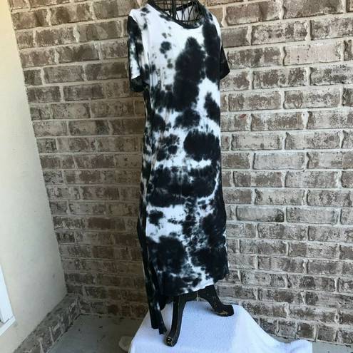 Caution to the Wind  Dress Small Black White Tie Dye Hi Low Hemline Boho …