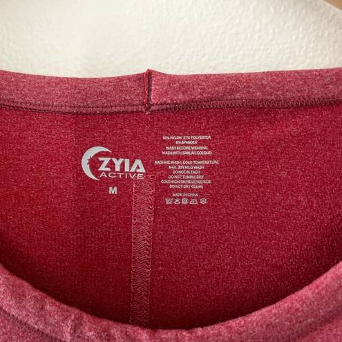 Zyia  Shirt Womens Medium Red Long Sleeve Activewear Running Workout Gym Yoga