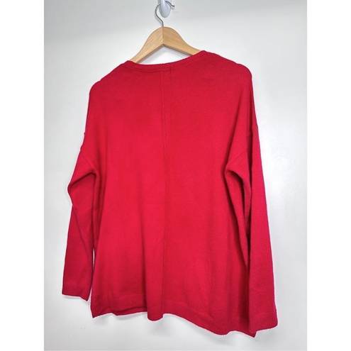 J.Jill  Sweater Womens Red Medium Crewneck With Pockets