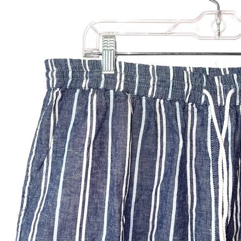 Beach Lunch Lounge Margot Linen Blue Striped High Rise Crop Pants