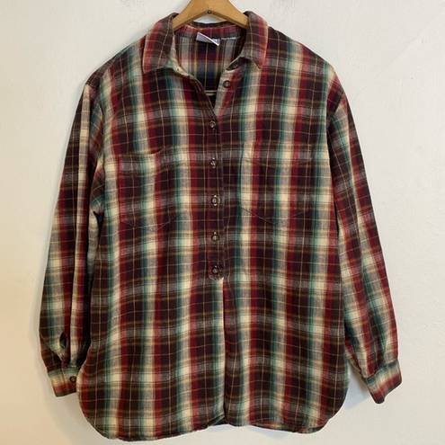 Krass&co Russ Sport  Women’s Comfy Cotton Button Down Plaid Shirt Size Large