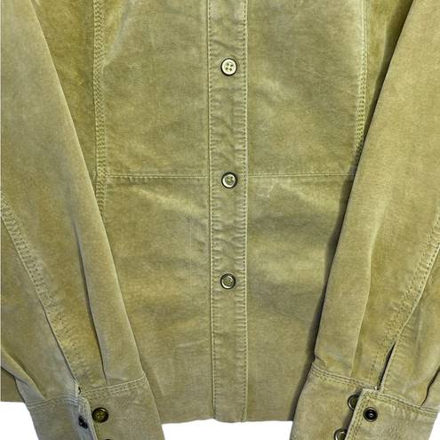 Bernardo Leather‎ Jacket size 6 Tanish Green button Snaps Collared lightweight