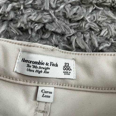 Abercrombie & Fitch  Cream and Leather 90s Straight Leg Pants size 23 000