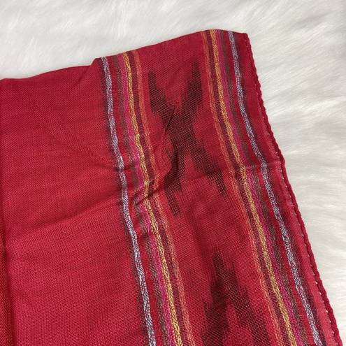 Forever 21 Red Multicolor Southwestern Print Fringe Scarf Light Weight  OSFM