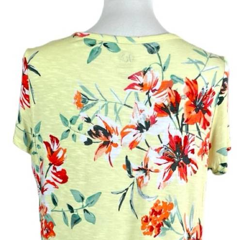 Westport Dressbarn Tee Shirt Scoop Neck Yellow Floral Women’s Size Large