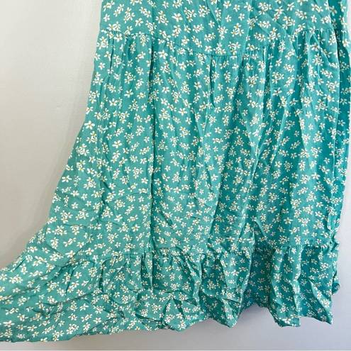 Aeropostale NWT Retro Floral Spaghetti Strap Ruffle Mini Teal Dress Size Small