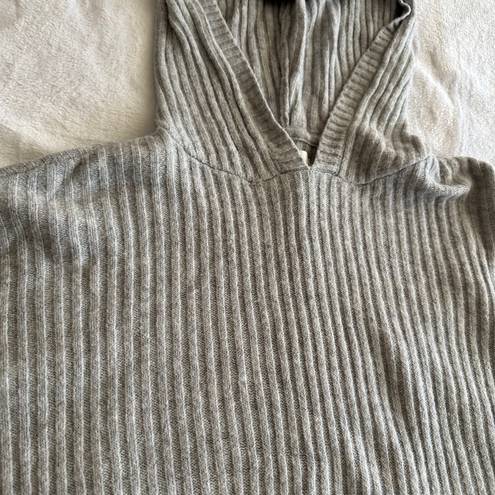 Aerie OFFLINE Grey Ribbed Cropped Sweater Hoodie