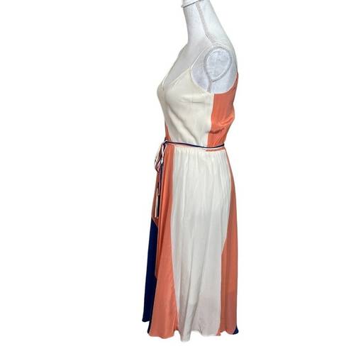 Yumi Kim  Womens Leon Tricolor Colorblock Silk Midi Dress With Tie Belt Size XS