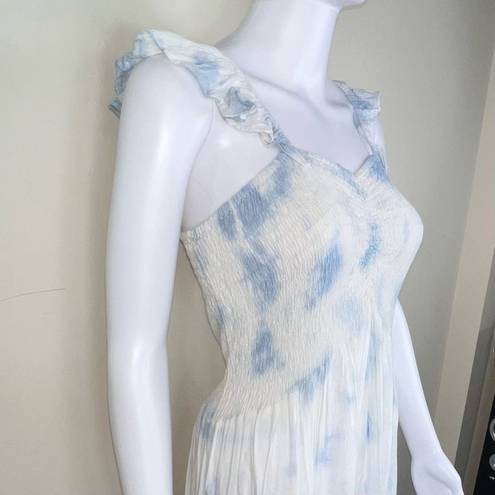 Boho Me  Blue & White Cloud Pattern Dress 2X/3X