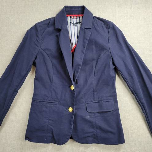 Tommy Hilfiger  Womens Blazer Size 4 Blue Tailored Fit Gold Buttons Career Work