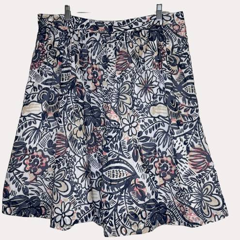 The Loft  Outlet Pleated A Line Skirt Floral Print 16 bv