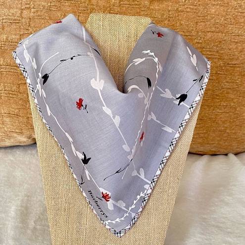 Burberry  Grey Floral Scarf with Iconic Nova Check Border Edge. NWT