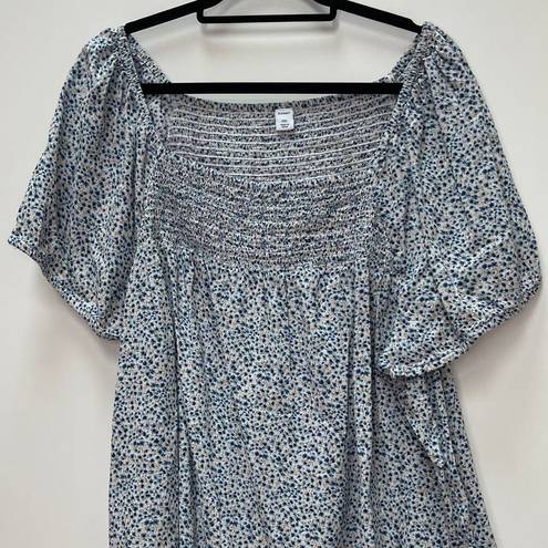 Old Navy  Ditzy Floral Blouse Women's XXL Square Neck Cap Sleeves Boxy Fit