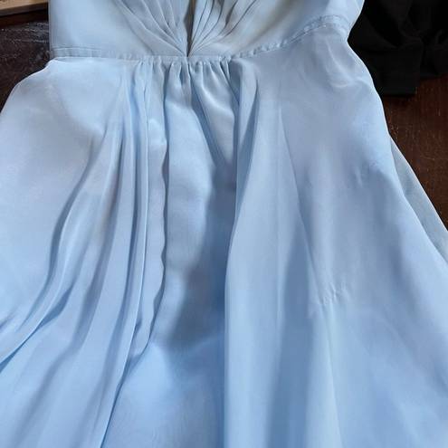 Faviana  Plunging V-Neck Lace Up Back Mini Cocktail Dress Blue Size 2 NWT