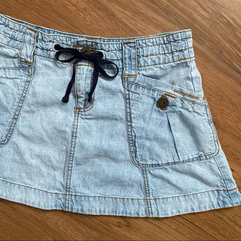 DKNY Vintage  Jeans Light-Washed Denim Drawstring Mini Skirt