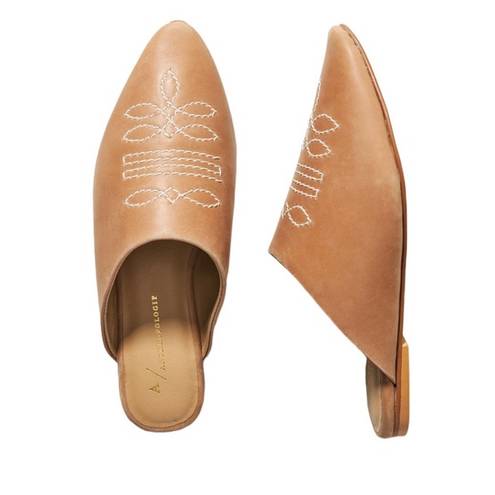 Anthropologie NWOT  Western Mules in honey leather slip ons sz US 9 Europe 40