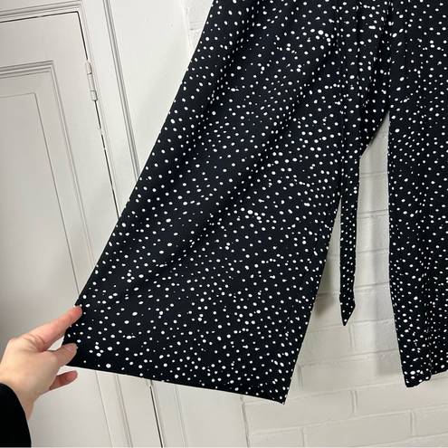 T Tahari  Black White Polka Dot Print Wide Leg Cropped Pants Size S