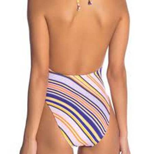 The Bikini Lab  Beach Stripe Ultramarine OnePiece L