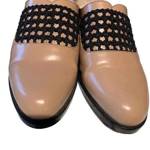 3.1 Phillip Lim  Mules/Clogs Nude Leather Black Crochet Panel Wmn Sz 6 (EU 36)