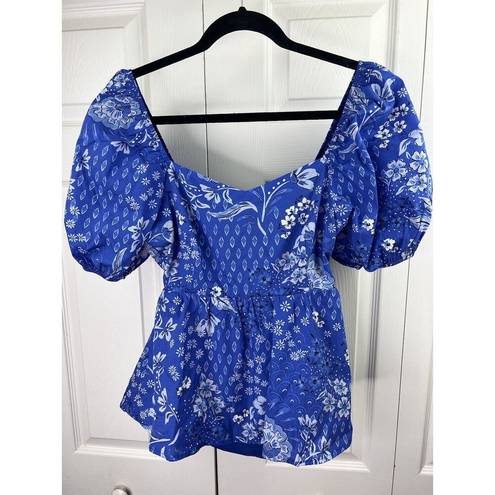 Sugar Lips  AMAYA MIXED PRINT CIRUS BACK TIE PEPLUM TOP RETAIL $79 SIZE MEDIUM