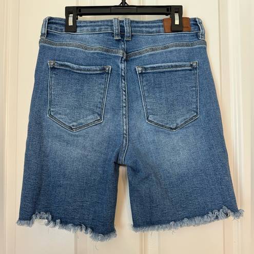 Bohme  Mid-Thigh Blue Denim Frayed Hem Shorts, Size 27