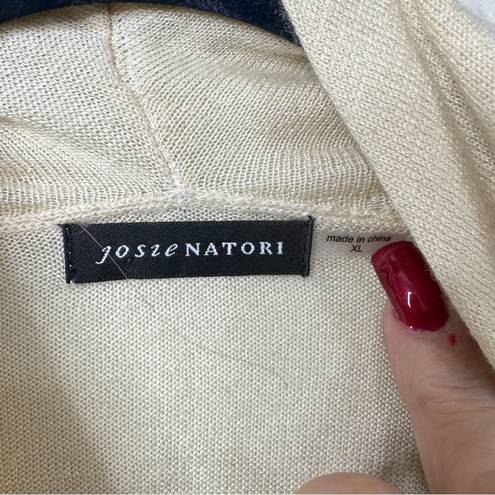 Natori Josie  Silk Cashmere Light Crossover Ivory Cream Knit Sweater - Size XL