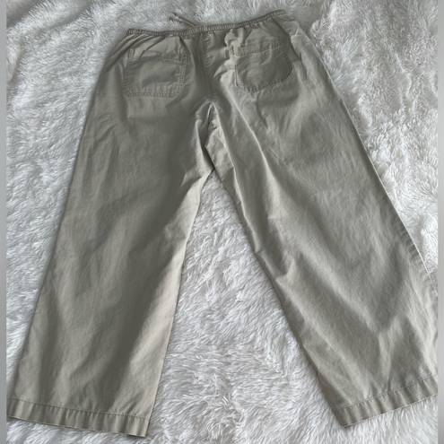 L.L.Bean  Classic Fit Sunwashed Pants Straight-Leg Crop Cotton Beige Size L Pet