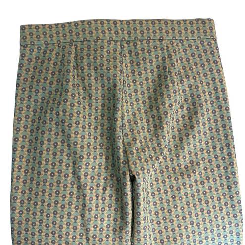 ZARA  High Waisted Green Purple Triangle Floral Pattern Cropped Pants Women’s L