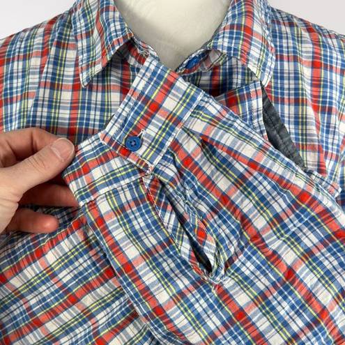 Tommy Hilfiger Long Sleeve Shirt Half Button Plaid Sailing Top XL