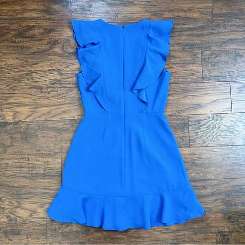 BCBGMAXAZRIA  • Eleeza Ruffled Mini Dress criss cross flutter Larkspur Blue Tyrah