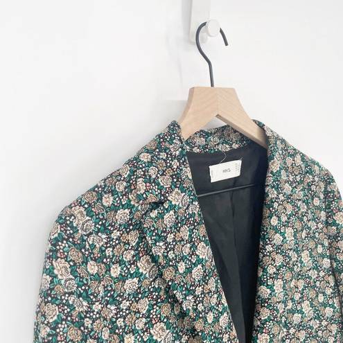 Mango  MNG Floral Print Longline Blazer One Button Oversized Women's XXS