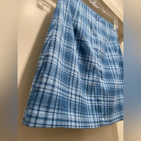 Brandy Melville NWT  John Galt California PacSun Light Blue Plaid Cara Mini Skirt