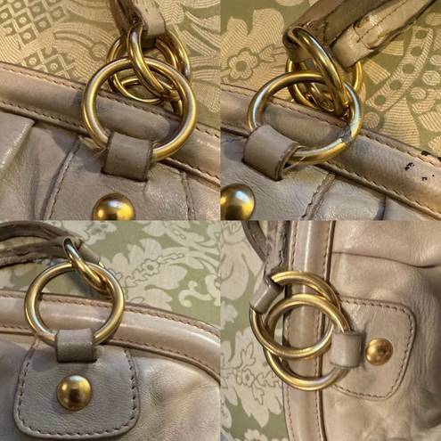 Miu Miu  Soft Beige Leather Frame Satchel with Linen Lining