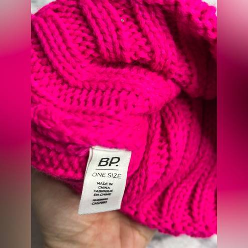 BP  hot pink knit beanie with exchanging pom poms new womens one size