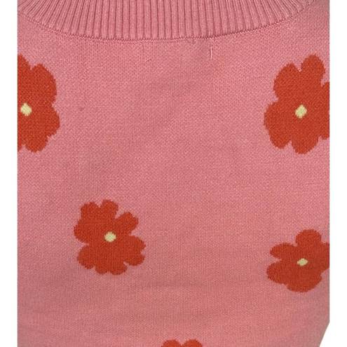 Daisy  Crop Knit Sweater Vest XS Retro Twee Peachy Pink Full Tilt Soft Preppy