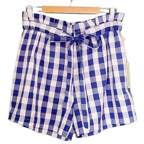 Joie  Gingham Shorts Blue & White Check Cotton Paper Bag Waist Women’s Size XL