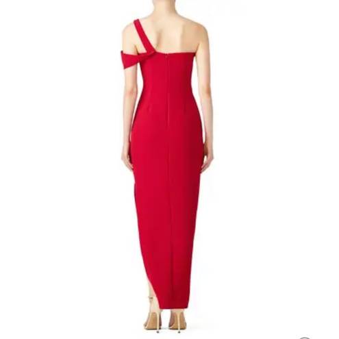 Keepsake Shooting Star One Shoulder Long Gown Bright Red Dress Side Slit Maxi XS