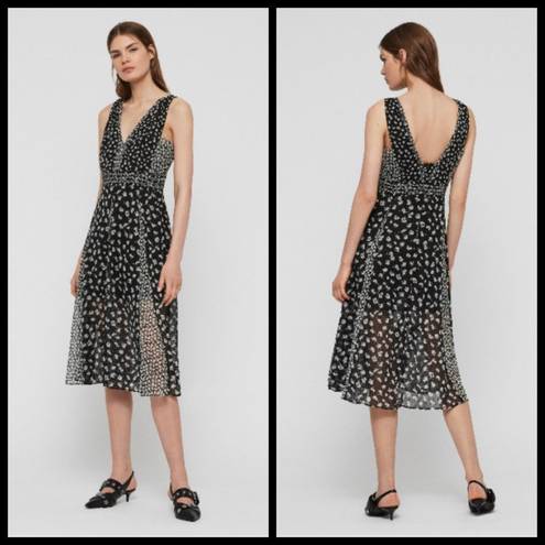 ALLSAINTS 💕💕 Marcella Jasmine Dress ~ Jasmine Black Absract Moody Floral 6 NWT