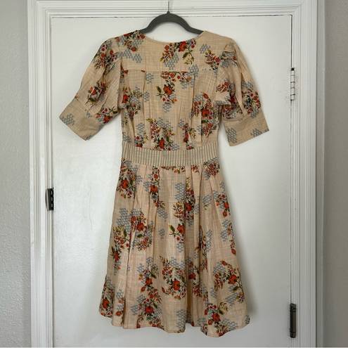 Agua Bendita Menta Sunbaze Beige Floral Dress NWT S