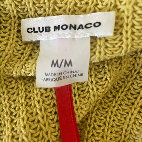 Club Monaco  Top Women Medium Yellow Double V-Neck Sleeveless Open Knit Cropped