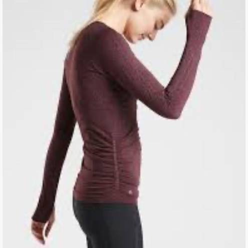 Athleta  Speedlight Glow Top Antique Burgundy Sparkle XS 510329