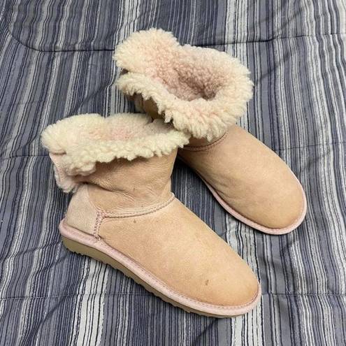 UGG  Pink Suede Booties With lace in the back